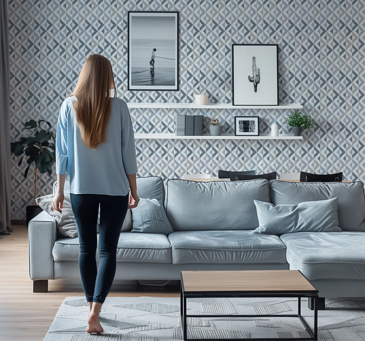 Papel pintado geométrico efecto textil - TenVinilo