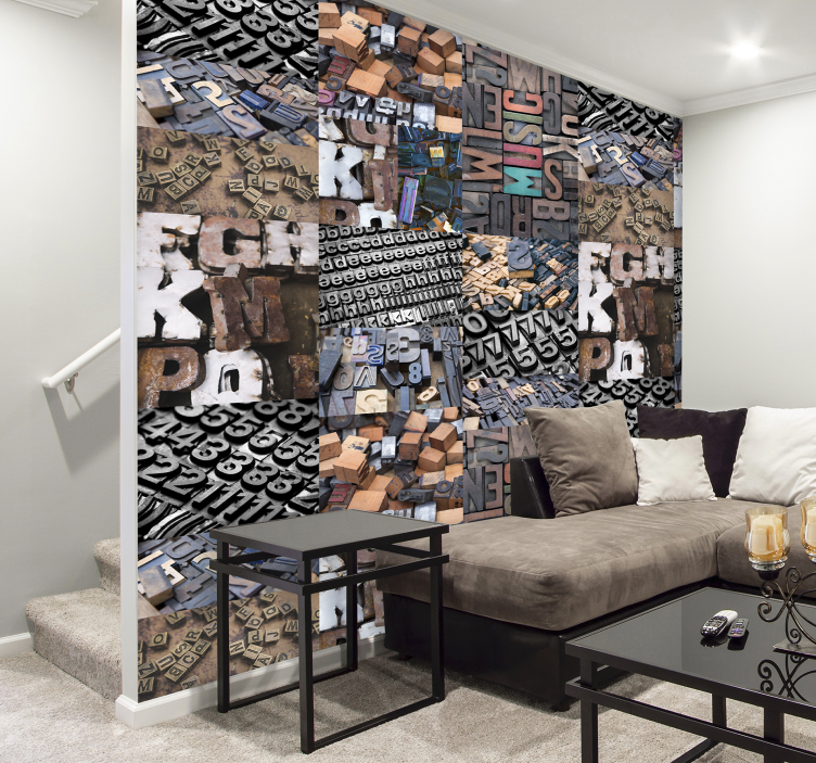 Papel pintado letras frases de imprenta - TenVinilo