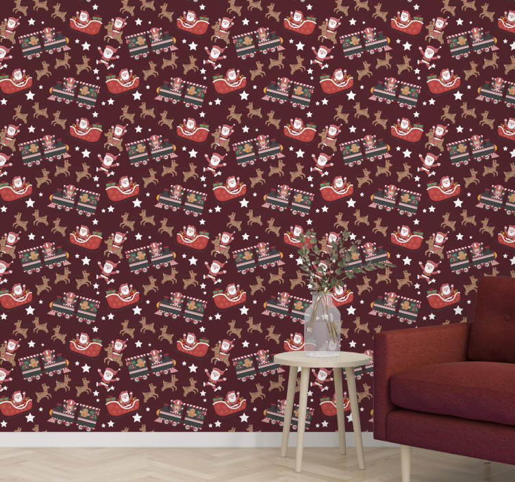 Papel tapiz navidad trineo festivo de santa - TenVinilo