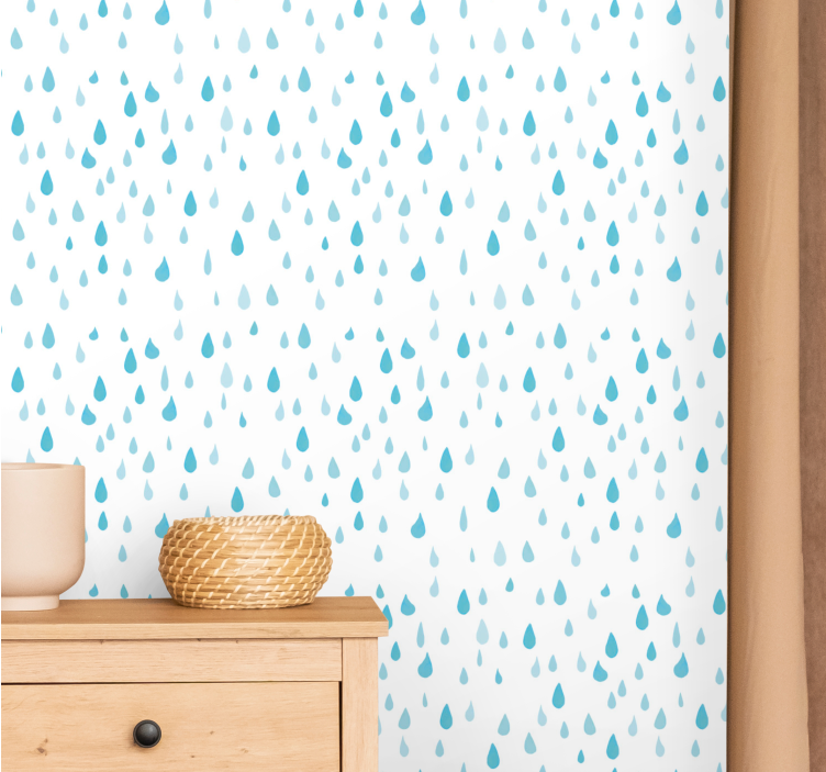 Papel pintado baño Gotas de agua azul acuarela - TenVinilo