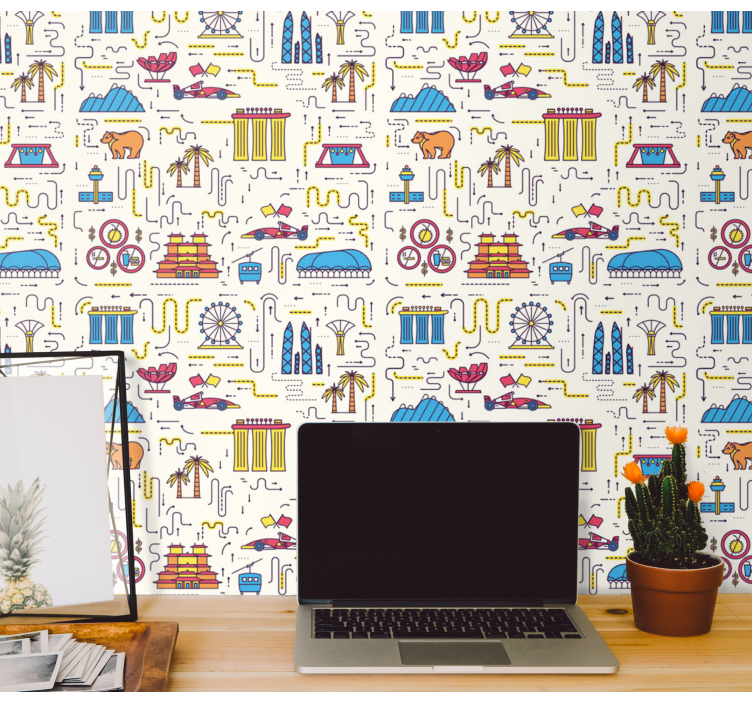 Papel pintado despacho Panorama de la ciudad de singapur - TenVinilo