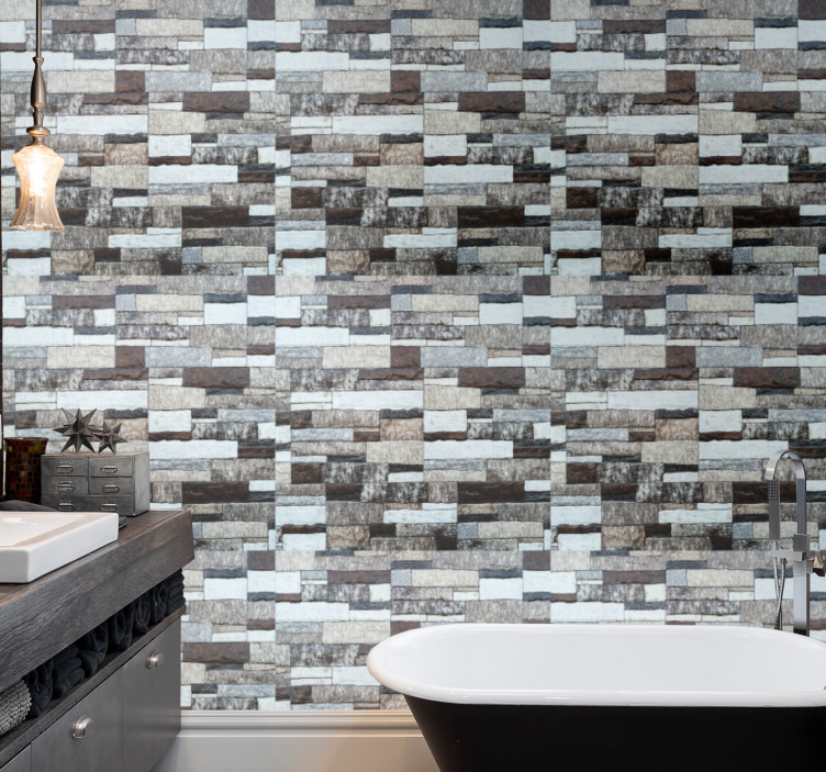 Papel imitación piedra Elegante imitación de piedra gris - TenVinilo