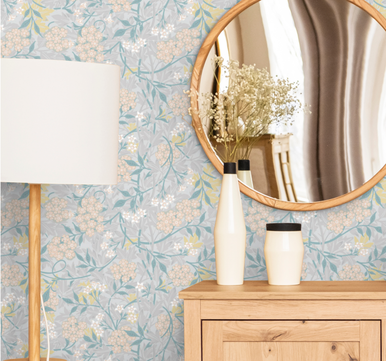 Papel pintado retro Elegante patrón floral de los 80 - TenVinilo