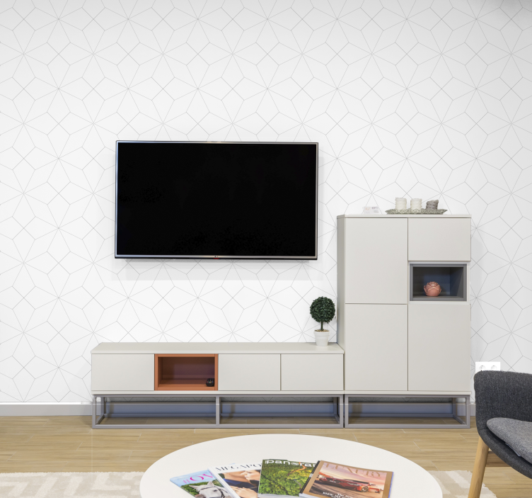 Papel pintado geométrico cuadrícula de líneas minimalista - TenVinilo