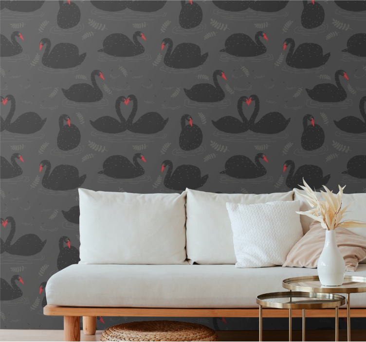 Papel tapiz animales elegantes cisnes negros - TenVinilo