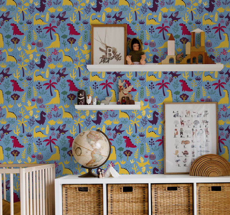 Papel tapiz animales fauna de dinosaurios - TenVinilo