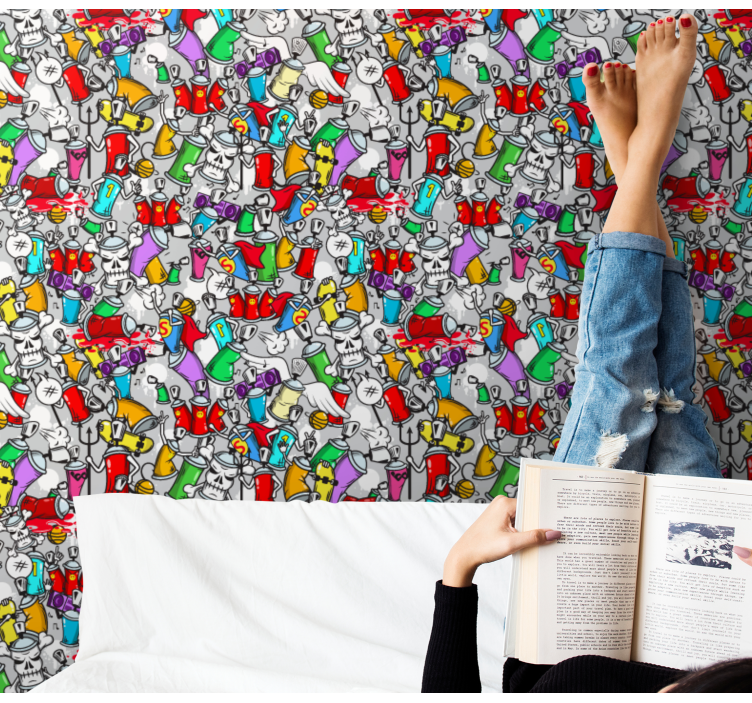 Papel tapiz arte botes de pintura de graffiti - TenVinilo
