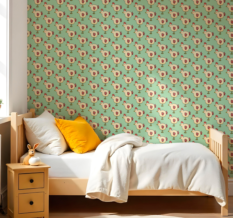 Papel tapiz animales patrón de pollo - TenVinilo