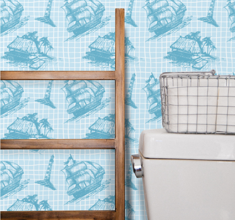 Papel tapiz arte bocetos náuticos - TenVinilo