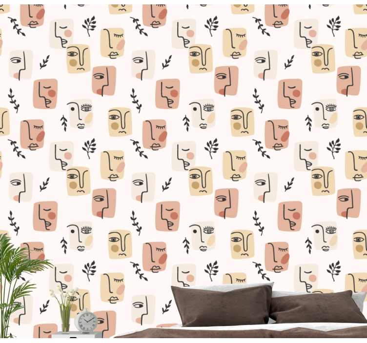 Papel tapiz arte patrones faciales abstractos - TenVinilo
