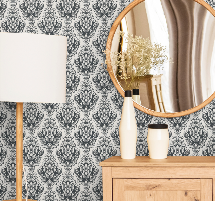 Papel tapiz barroco elegantes formas botánicas - TenVinilo