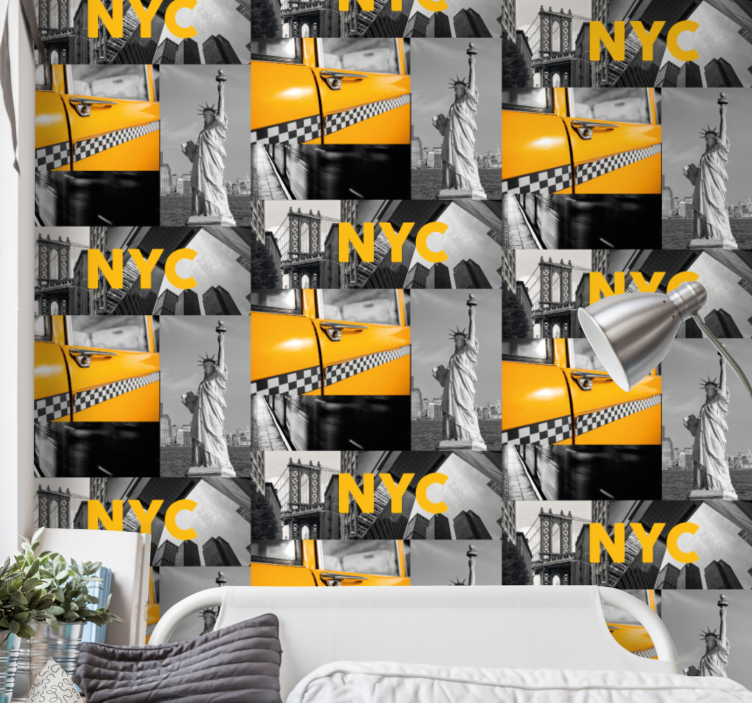 Papel tapiz ciudades collage urbano - TenVinilo