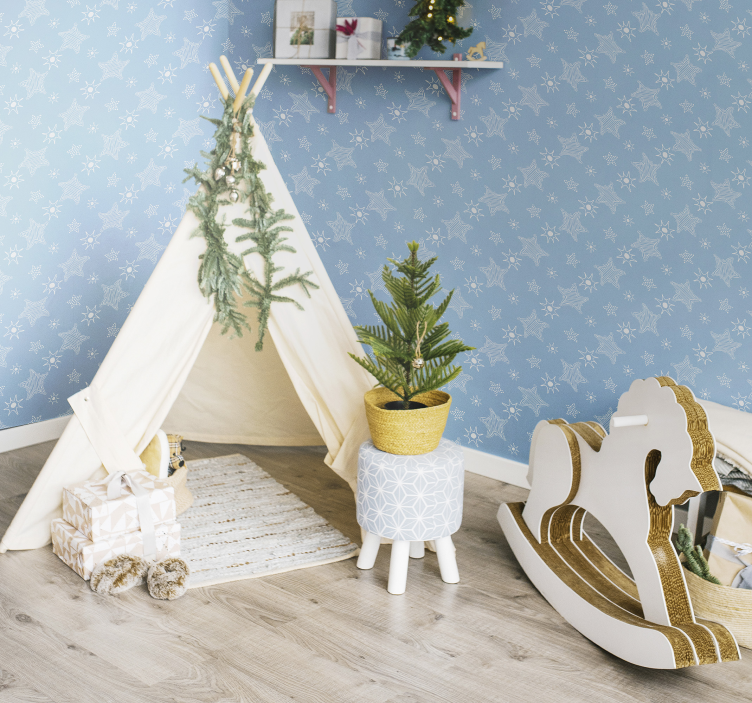 Papel tapiz estrellas patrón de niño azul - TenVinilo