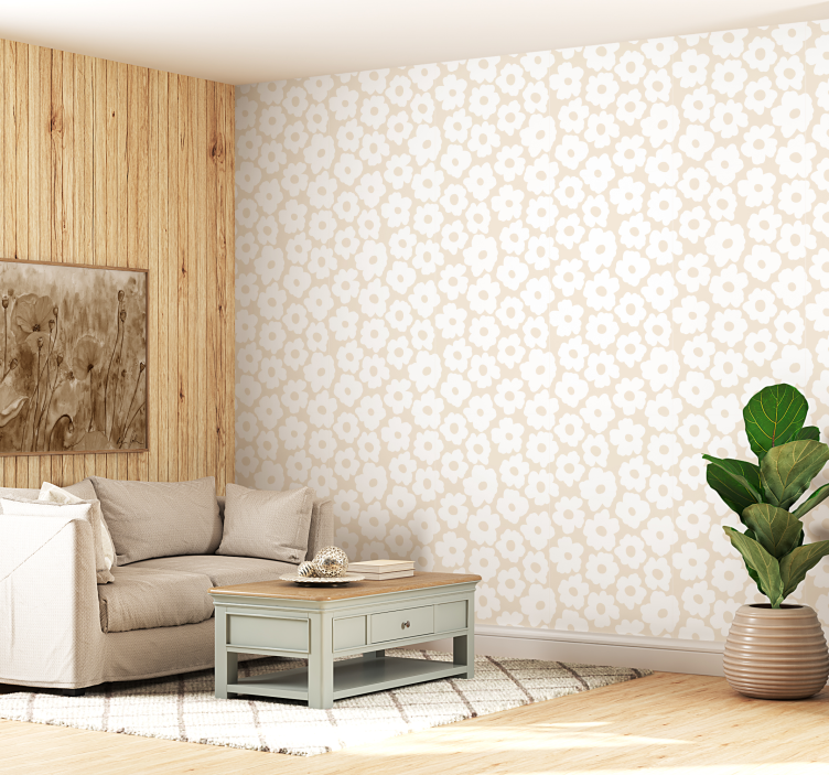 Papel tapiz flores amapola blanca - TenVinilo