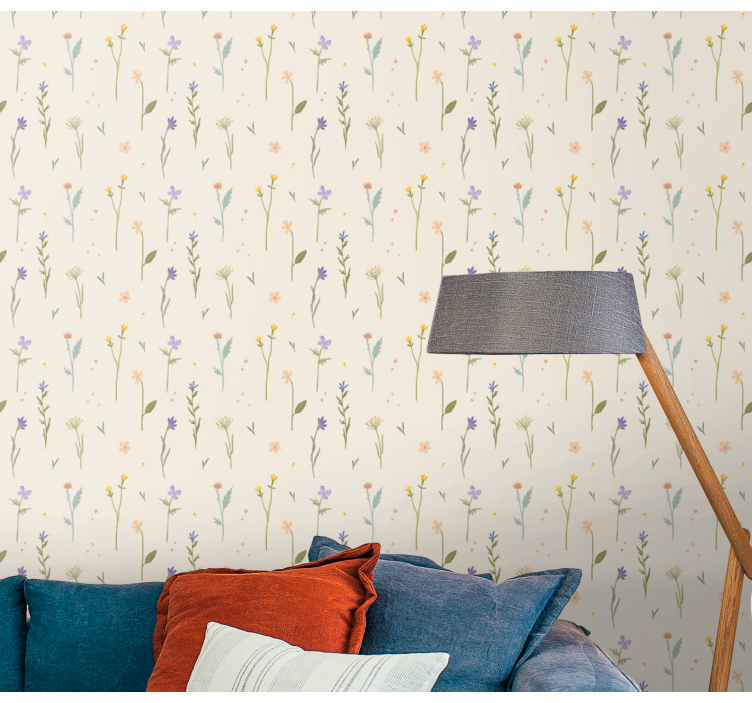 Papel tapiz flores elegancia de flores silvestres - TenVinilo