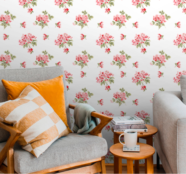 Papel tapiz flores patrón de arreglos vintage - TenVinilo