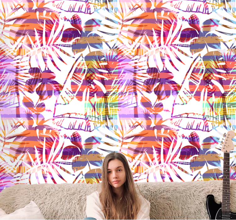 Papel tapiz flores patrones florales vibrantes - TenVinilo