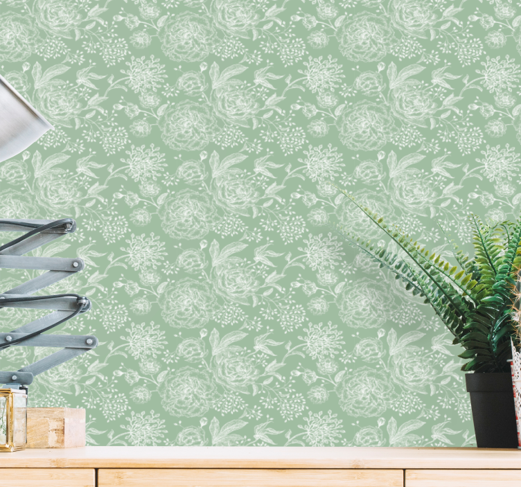 Papel tapiz flores suave elegancia floral - TenVinilo