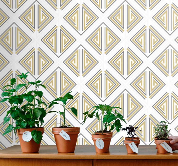 Papel tapiz geométrico patrones triangulares estilizados - TenVinilo