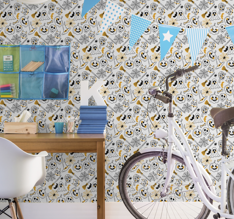 Papel tapiz Halloween colección de iconos espeluznantes - TenVinilo