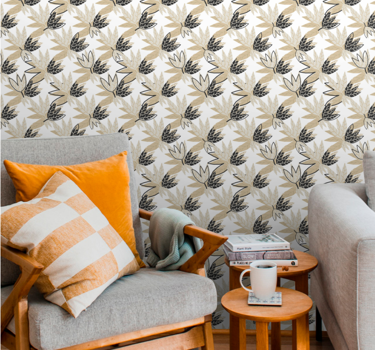 Papel tapiz hojas diseño botánico frondoso - TenVinilo