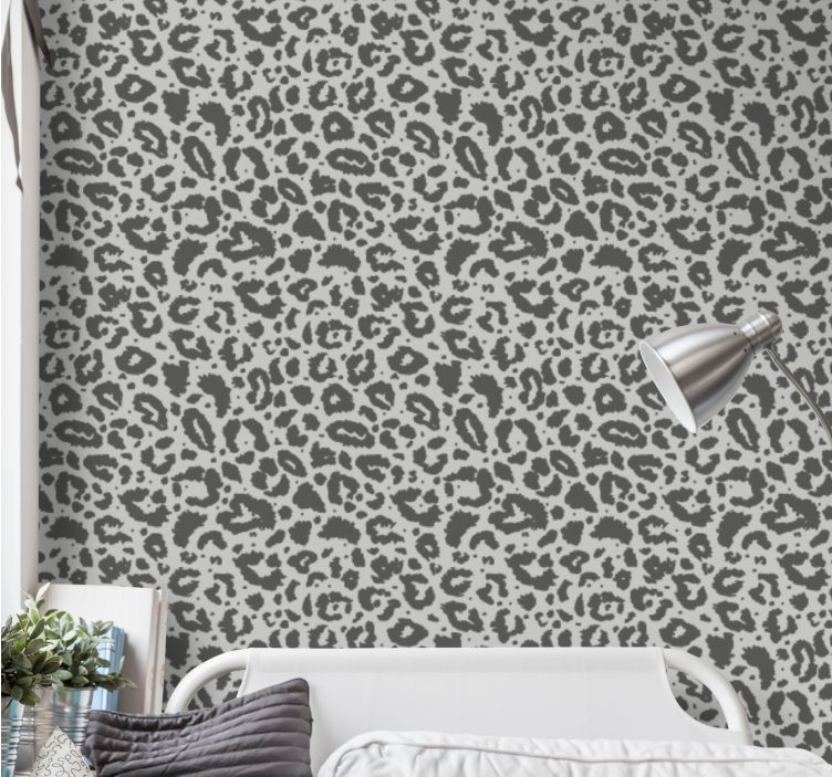 Papel tapiz leopardos estilo de impresión gris - TenVinilo
