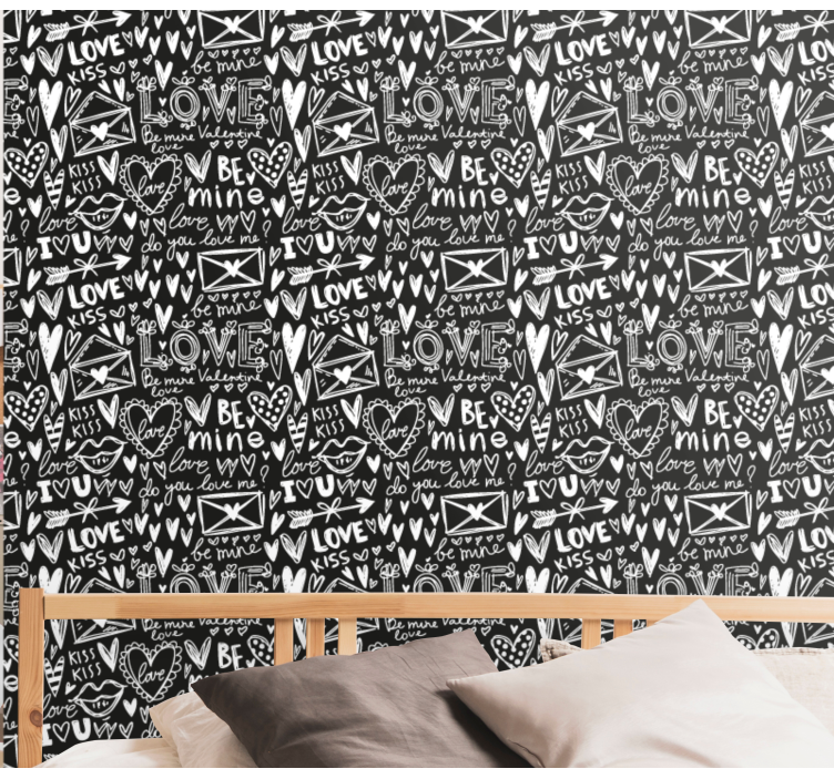 Papel tapiz letras garabato de san valentin - TenVinilo