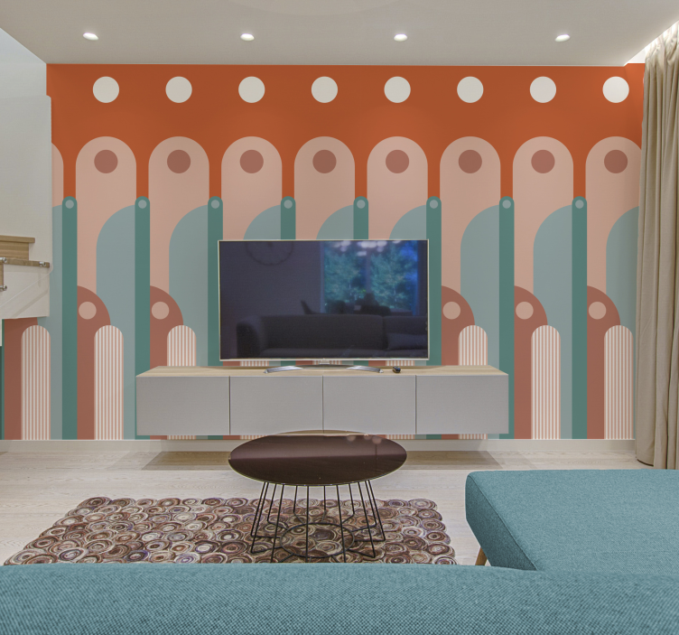 Papel tapiz para sala formas geométricas curvas - TenVinilo