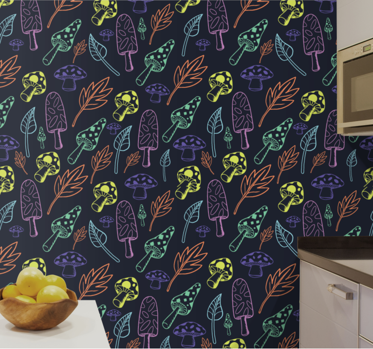 Papel tapiz naturaleza patrón de bosque funky - TenVinilo