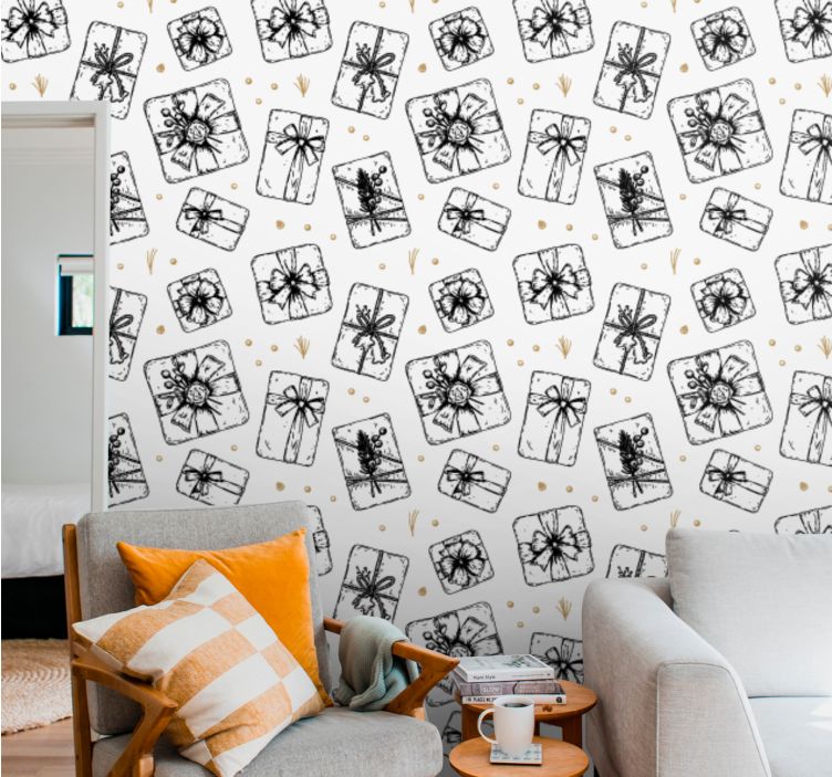 Papel tapiz navidad patrones de moños de regalo - TenVinilo