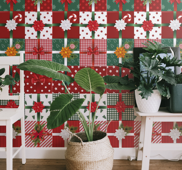 Papel tapiz navidad patrones de regalos festivos - TenVinilo