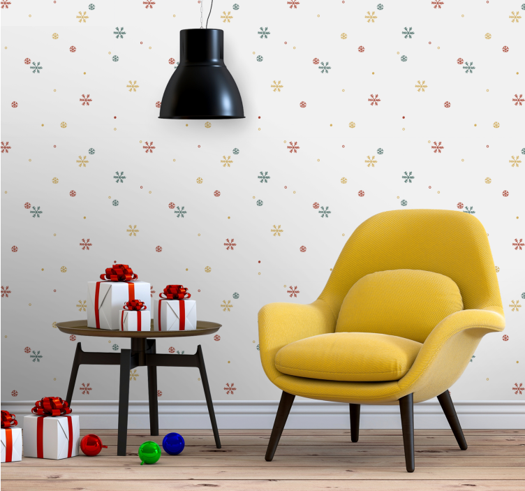 Papel tapiz navidad patrones festivos de copos de nieve - TenVinilo