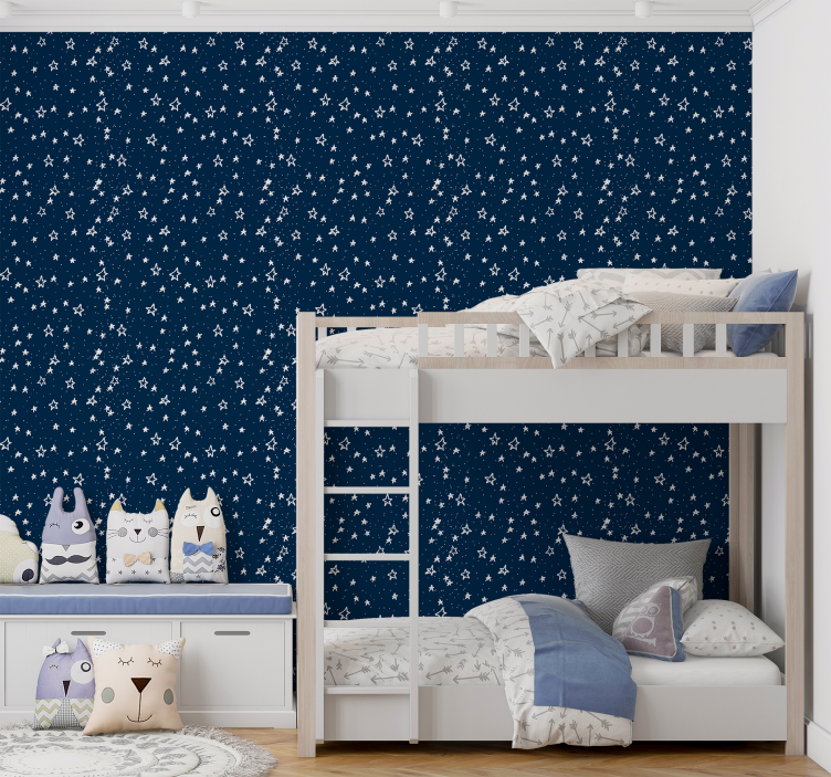 Papel tapiz navy estrellas dibujadas - TenVinilo