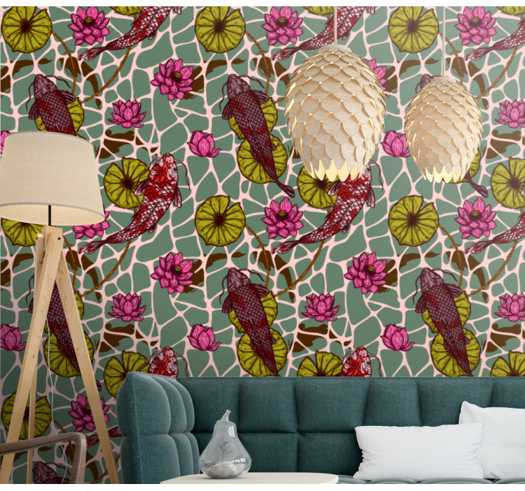 Papel tapiz peces motivo del estanque koi - TenVinilo