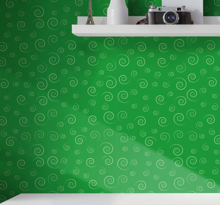 Papel tapiz textura remolinos verdes en espiral - TenVinilo
